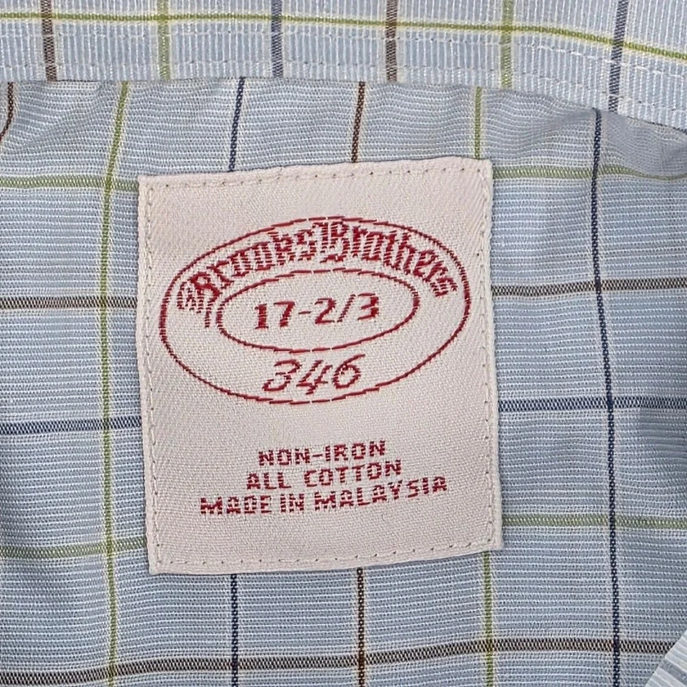 Brooks Brothers 346 Dress Shirt Mens 17-2/3 Non Iron All Cotton Multicolor Check - Picture 2 of 7